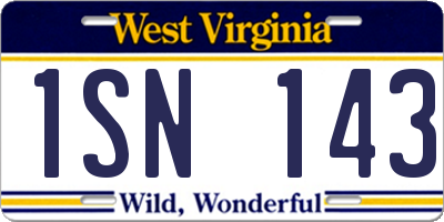 WV license plate 1SN143