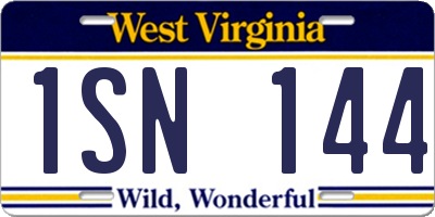 WV license plate 1SN144