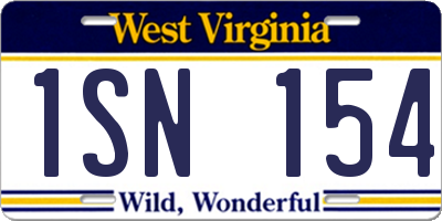 WV license plate 1SN154