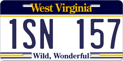 WV license plate 1SN157