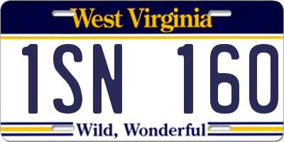 WV license plate 1SN160