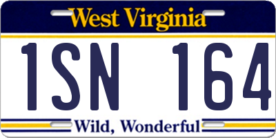 WV license plate 1SN164