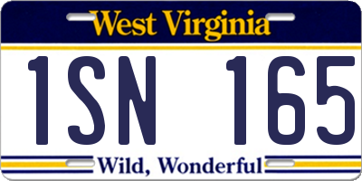 WV license plate 1SN165