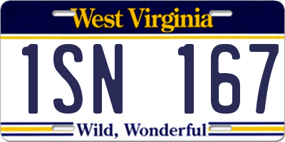 WV license plate 1SN167