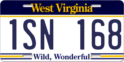 WV license plate 1SN168
