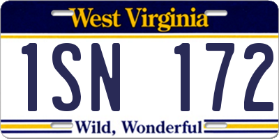 WV license plate 1SN172