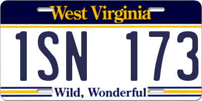 WV license plate 1SN173