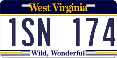 WV license plate 1SN174