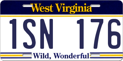 WV license plate 1SN176