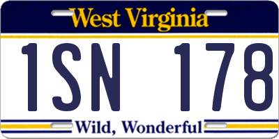 WV license plate 1SN178