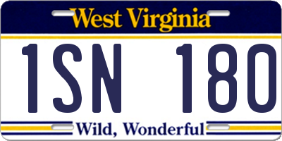 WV license plate 1SN180