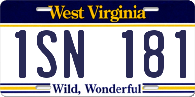 WV license plate 1SN181