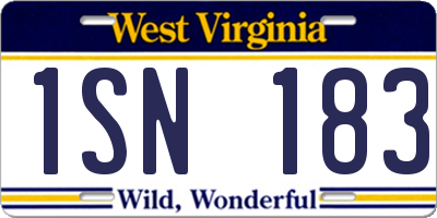 WV license plate 1SN183