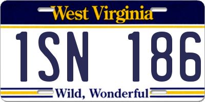 WV license plate 1SN186