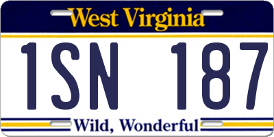 WV license plate 1SN187