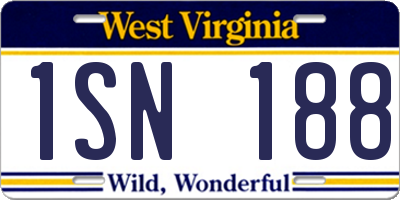 WV license plate 1SN188