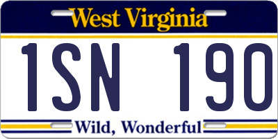 WV license plate 1SN190