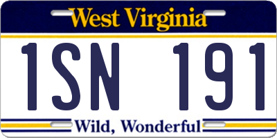 WV license plate 1SN191