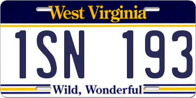 WV license plate 1SN193