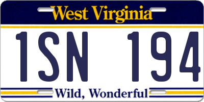 WV license plate 1SN194