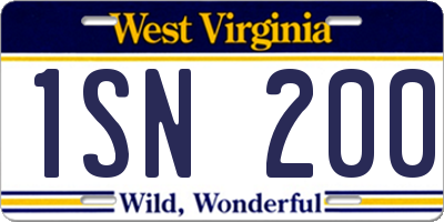 WV license plate 1SN200