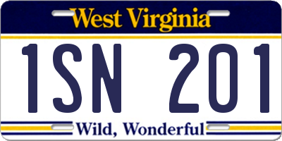WV license plate 1SN201