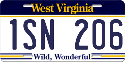 WV license plate 1SN206