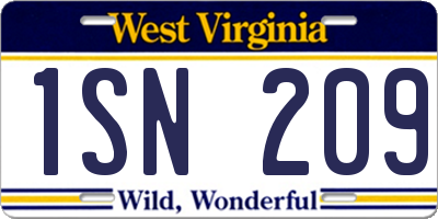 WV license plate 1SN209