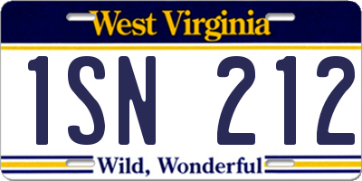 WV license plate 1SN212