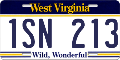 WV license plate 1SN213