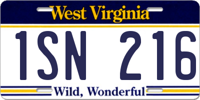 WV license plate 1SN216
