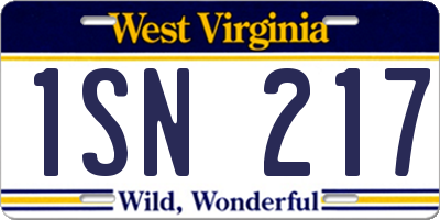 WV license plate 1SN217