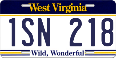 WV license plate 1SN218