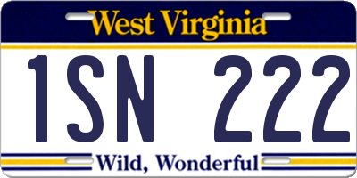 WV license plate 1SN222