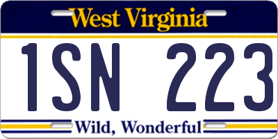 WV license plate 1SN223