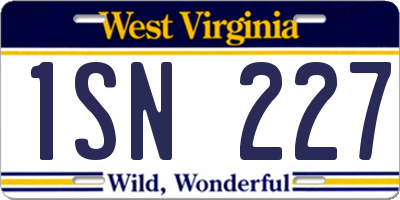 WV license plate 1SN227