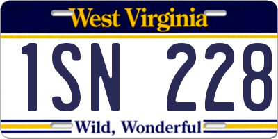 WV license plate 1SN228