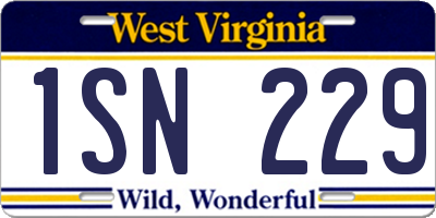 WV license plate 1SN229