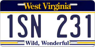 WV license plate 1SN231
