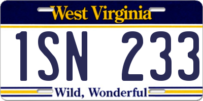 WV license plate 1SN233