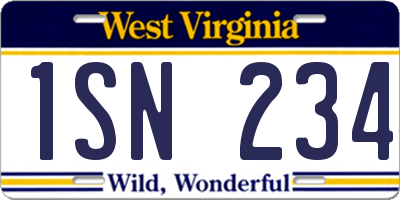 WV license plate 1SN234