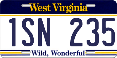 WV license plate 1SN235