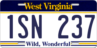 WV license plate 1SN237