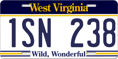 WV license plate 1SN238