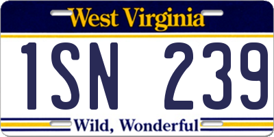 WV license plate 1SN239