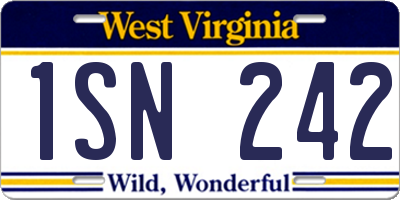 WV license plate 1SN242