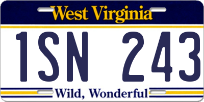 WV license plate 1SN243