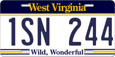 WV license plate 1SN244
