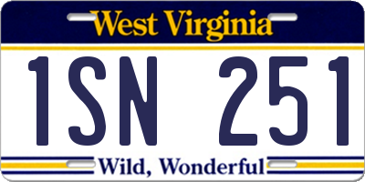 WV license plate 1SN251