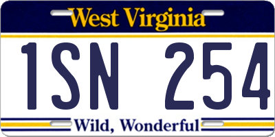 WV license plate 1SN254